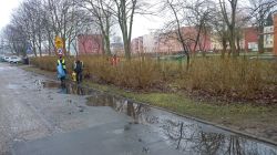 na prośbę radnych: Piwowarczyk i Wolnego uprzątnięto teren wokół ogrodzenia szkół oraz uporządkowano boisko na os. Bema